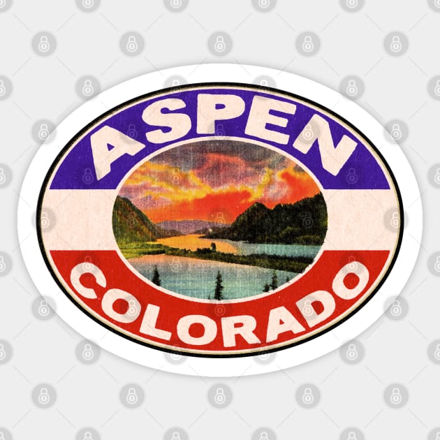 Ski Aspen Colorado Skiing Winter Sports Snowboarding Vintage Style Sticker by TravelTime